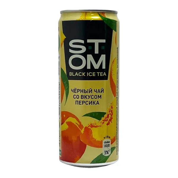 Холодный чай Стом чёрный, персик 0,33 л